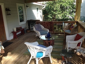 Front Porch in the shade for relaxing with friends and family.