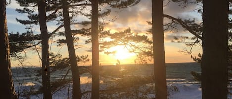 Winter sunset from the deck.