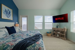 Retreat to your private oasis with direct access to the beach-view deck and a Roku TV for entertainment.