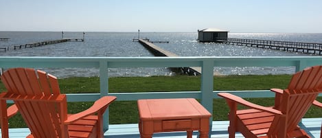 300 foot pier with space to dock a boat & 2 fishing lights at end - post Harvey