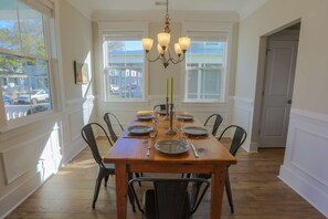 The hallway on the right side of this photo connects the dining room to the kitchen.