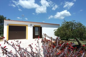 Exterior da casa com jardim
