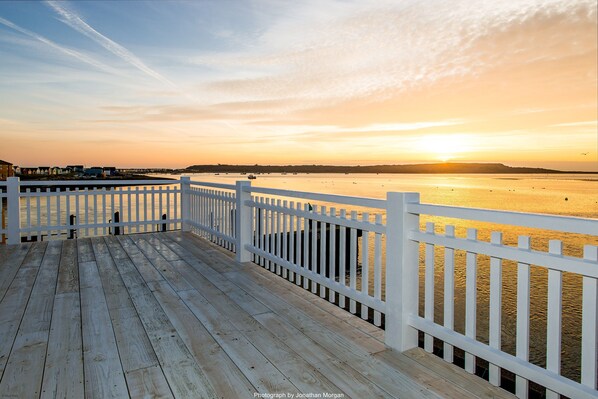 A fantastic Mudeford sunset from the balcony decking