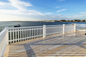 The balcony decking area overlooking Christchurch Bay ...