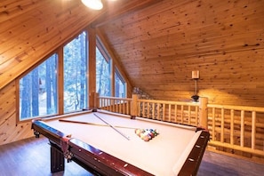 Sky Loft with Slate Pool table and TV.