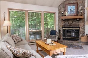Living Room with Wood Fireplace