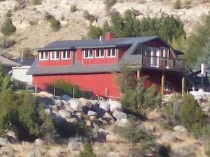 View of the barn from opposite bank of the Yellowstone River