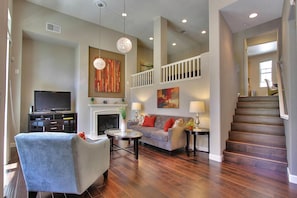 Espresso hardwood floor for the entire first and second floor