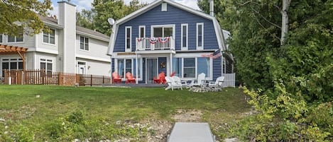 Facing the lakeside of the house