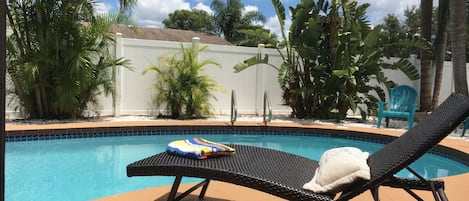 Relaxing by the pool.