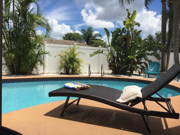 Relaxing by the pool.