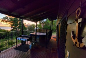 Sunset view from deck and spa