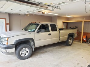 2 stalls & big enough for full size ext cab P.U. with Thule 4 bike rack in place