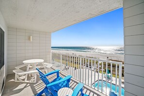 View of the beach from your private balcony. 