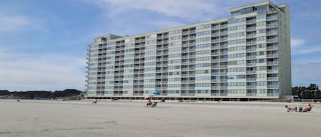 Oceanfront condo on 9th floor with plenty of beach to spread out.