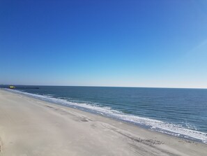 Ocean/Beach view from our condo balcony looking north towards Apache Pier.