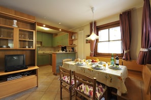 Dining area and open kitchen