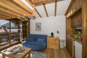 Living room and kitchen with a dishwasher