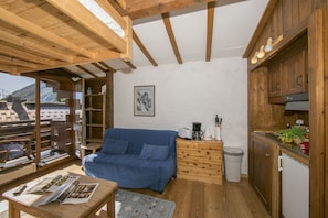 Living room and kitchen with a dishwasher