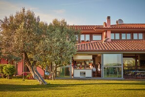 Back porch of the villa with view of the kitchen.