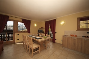 Living room and open plan kitchen