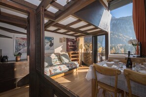 Bright living space with large windows