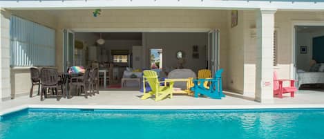 View into house from pool