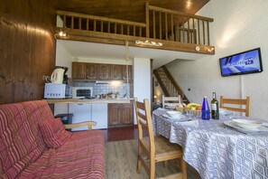 Open plan living space with a mezzanine