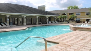 Heated resort pool and club house.
