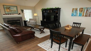 family room and dining room