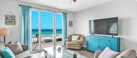 Majestic Sun 301B - Beach View Condo - Living Area w/ HDTV