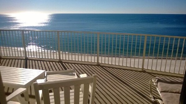 Morning view from the large private balcony.