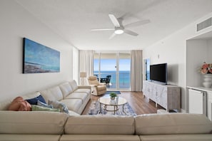 Gulf Front Living Area with Sleeper Sofa