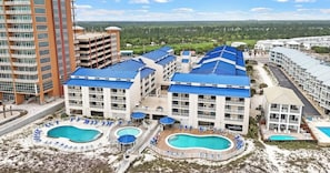 Complex view with pools shown.