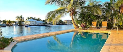 Spectacular Heated Pool Overlooking Intracoastal Waterway Offering Breathtaking Views...