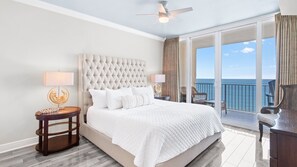 Oceanfront master with king bed, balcony access and stunning beach views