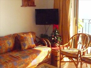 living room with TV, by balcony