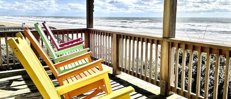 Oceanfront deck off of Great room