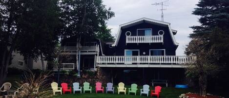 The Lake House as viewed from Intermediate Lake. We have 130' of frontage.