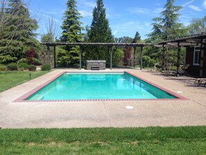 Pool with Hot Tub and Solar Heat Trellis