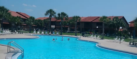 The large pool on the island area towards the back of the resort.