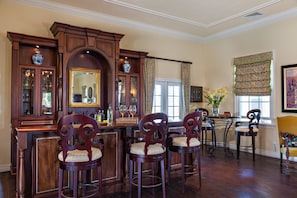 Great Room with custom built walnut bar