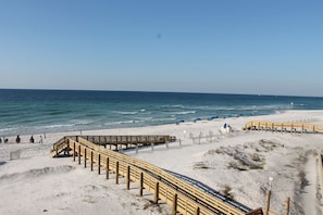 beach side with short boardwalk to beach