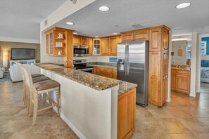 Open concept- Kitchen, dining room, office space and living room. Water views.