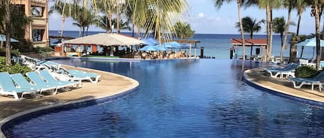 our infinity pool overlooking the beach