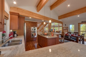 Opens to dining and living areas