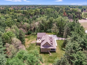 Beautiful setting, beautiful privacy- arial view of West side of house