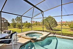 Private Pool (Heated w/ Fee) | Screened-In Lanai | Outdoor Dining