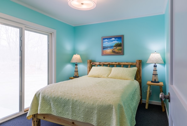 Comfortable hand made pine beds with 100% cotton bedding & sheets.