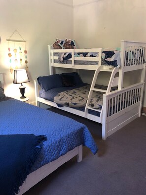 Queen double and single bed. 